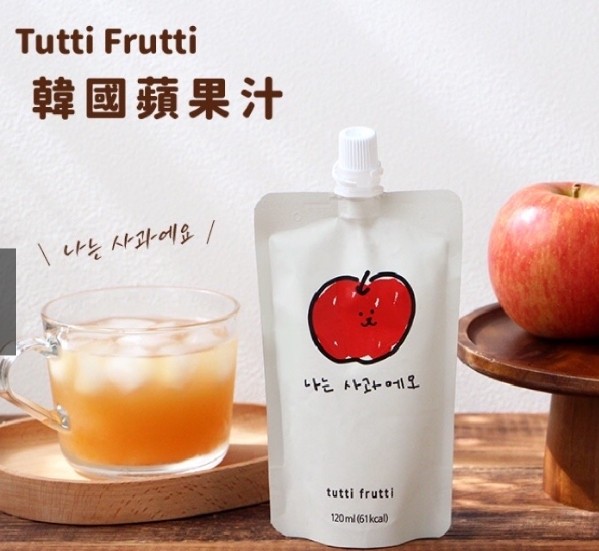 (免運商品) 韓國 tutti frutti 笑臉鮮榨 100% 蘋果汁 30入 韓國蘋果汁